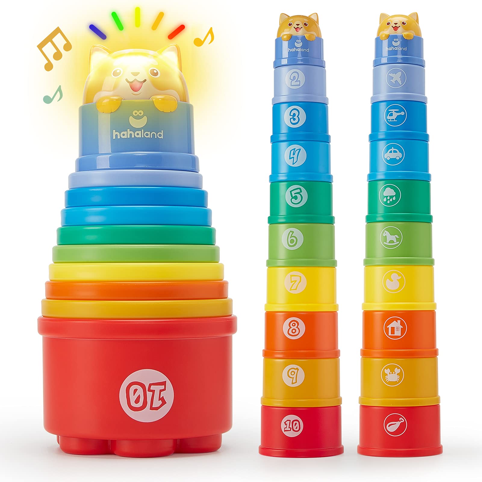 Hahaland stacking cups front view for early stacking and motor skill practice