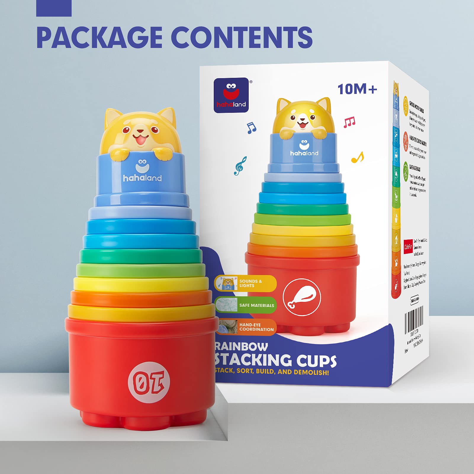 Hahaland stacking cups safe materials with BPA-free design for safe play