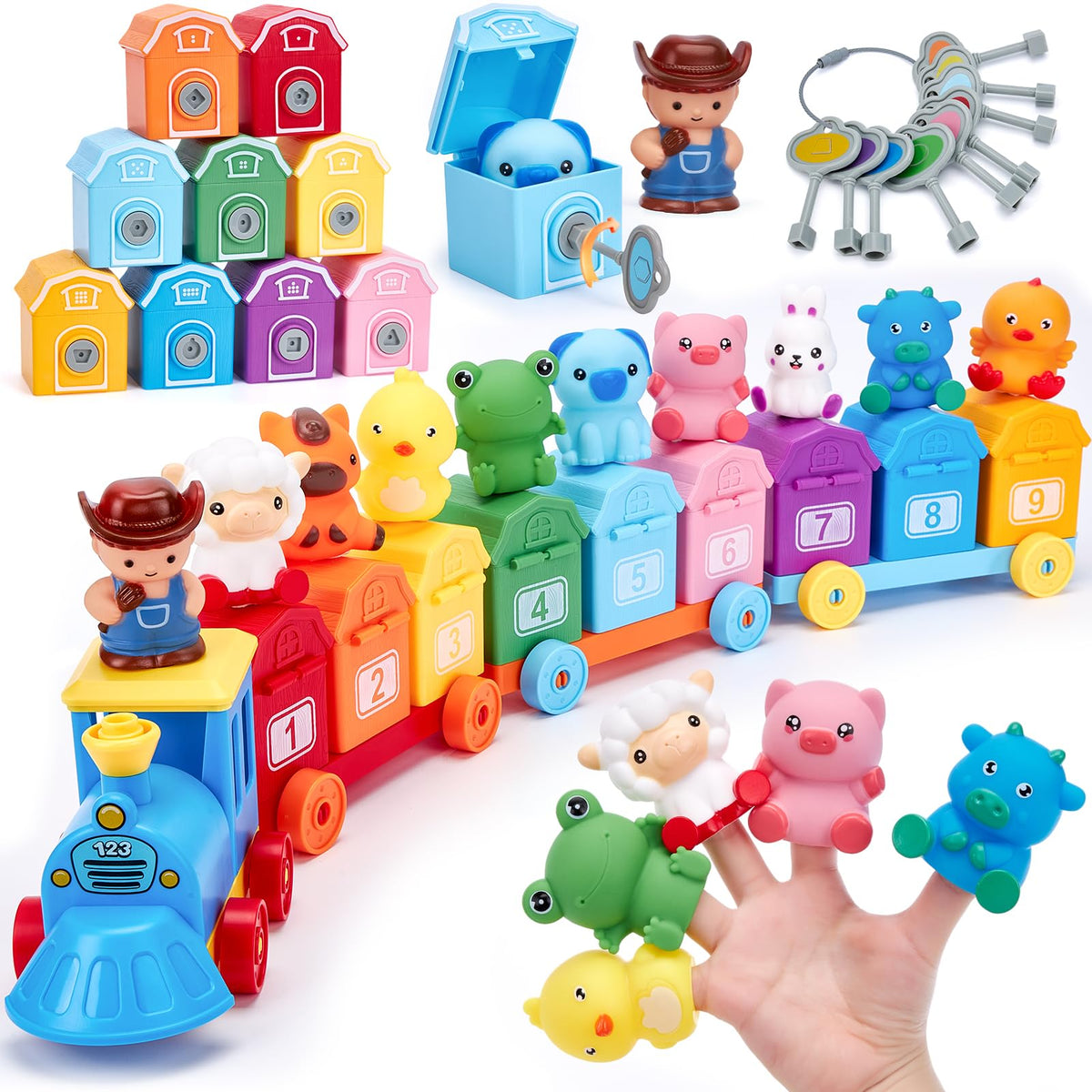 Hahaland farm train engine for color and number discovery during play