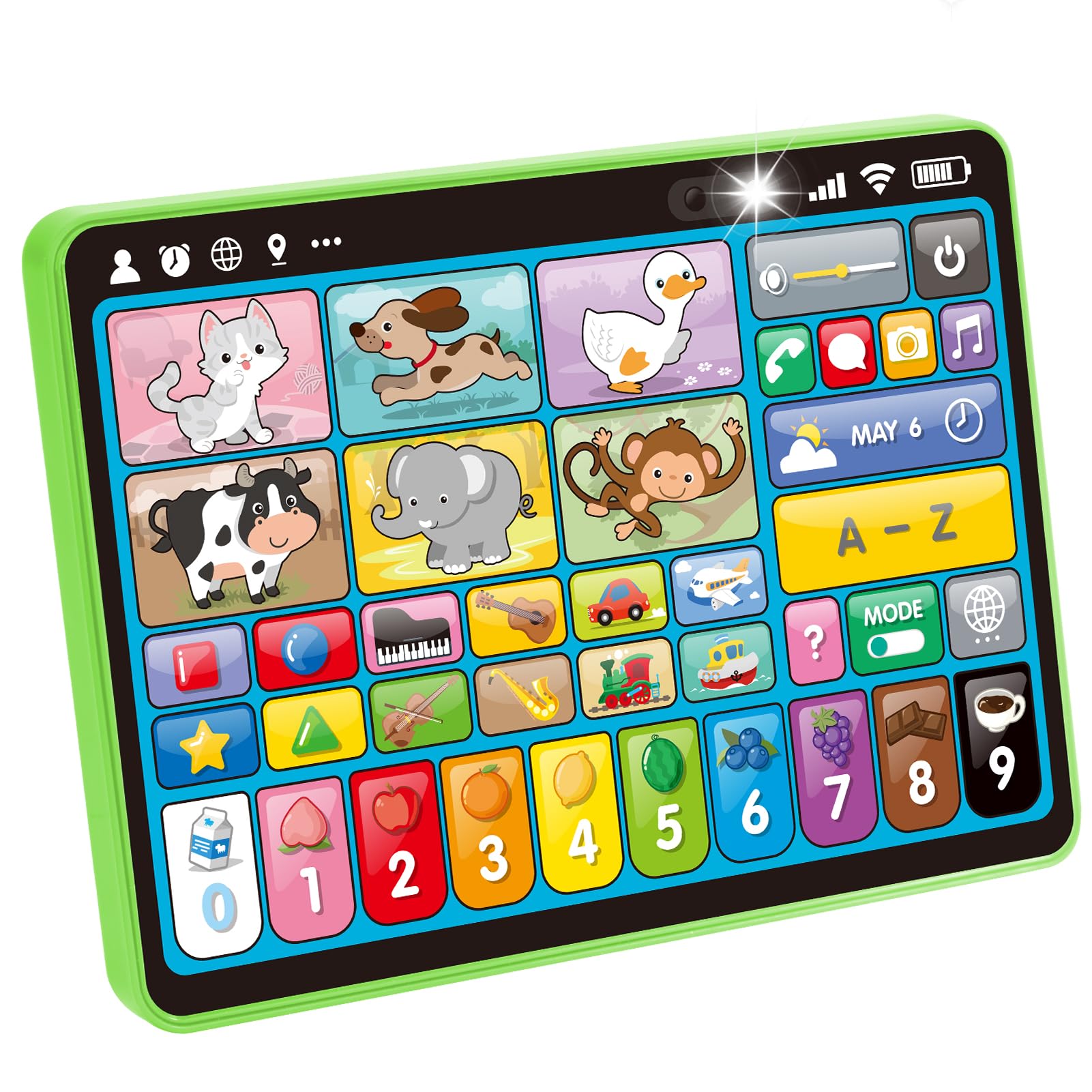 Hahaland toddler tablet with animal icons boosts early vocabulary through interactive play.