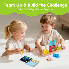 Hahaland wooden blocks come in 15 colors and 12 shapes.