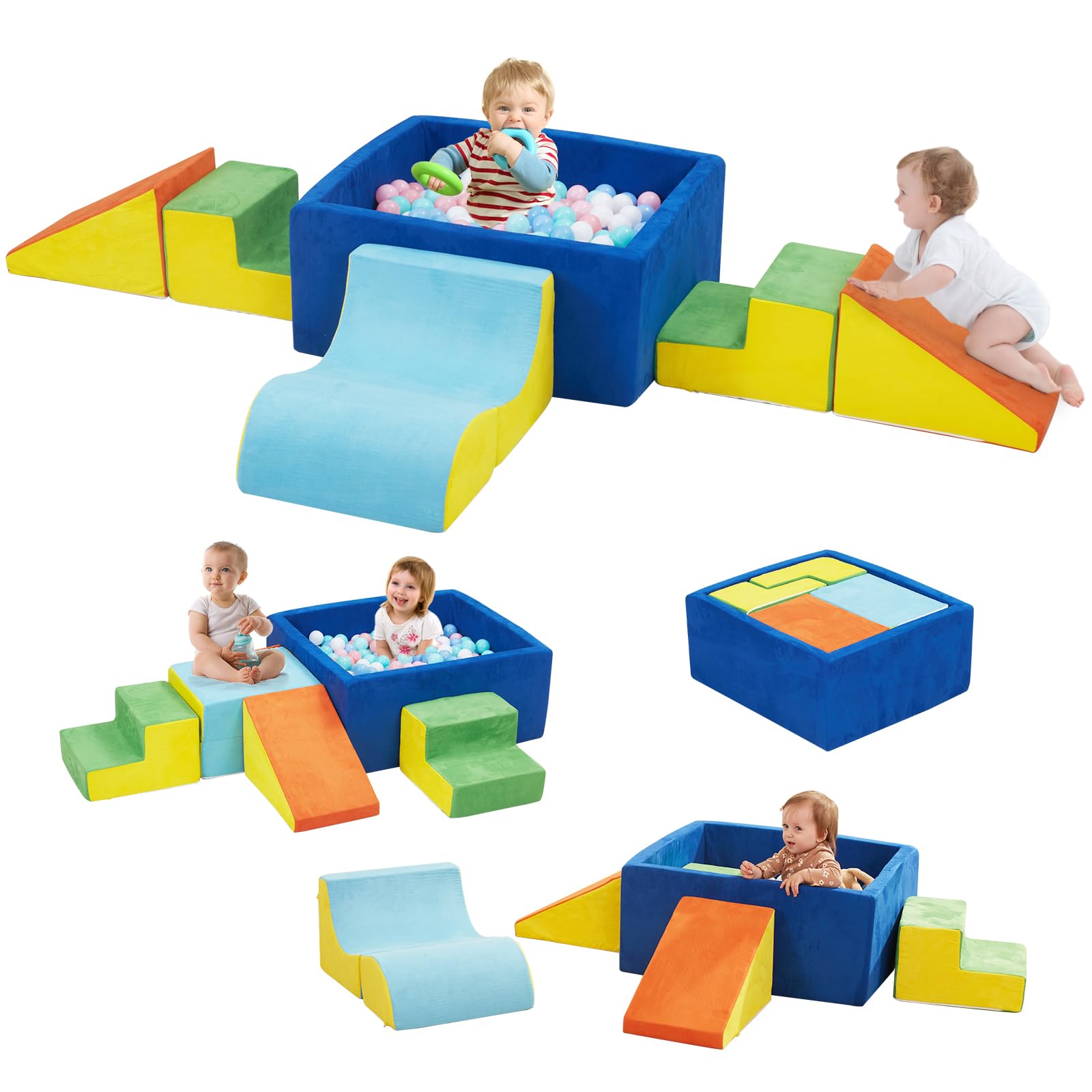 HAHASOLE foam climbing blocks with soft fabric surface for safe toddler play and development