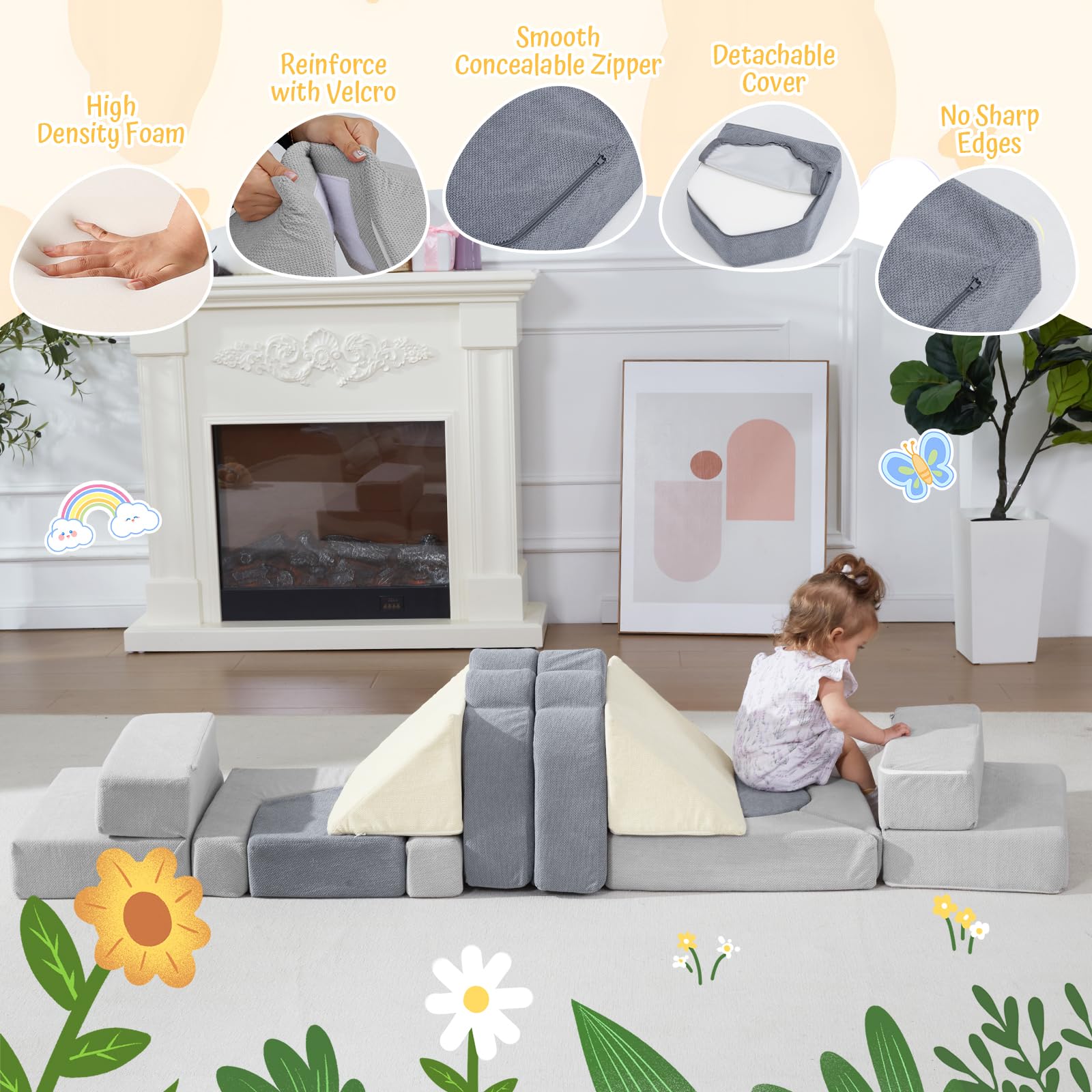 HAHASOLE soft foam play structure provides a comfortable climbing experience.