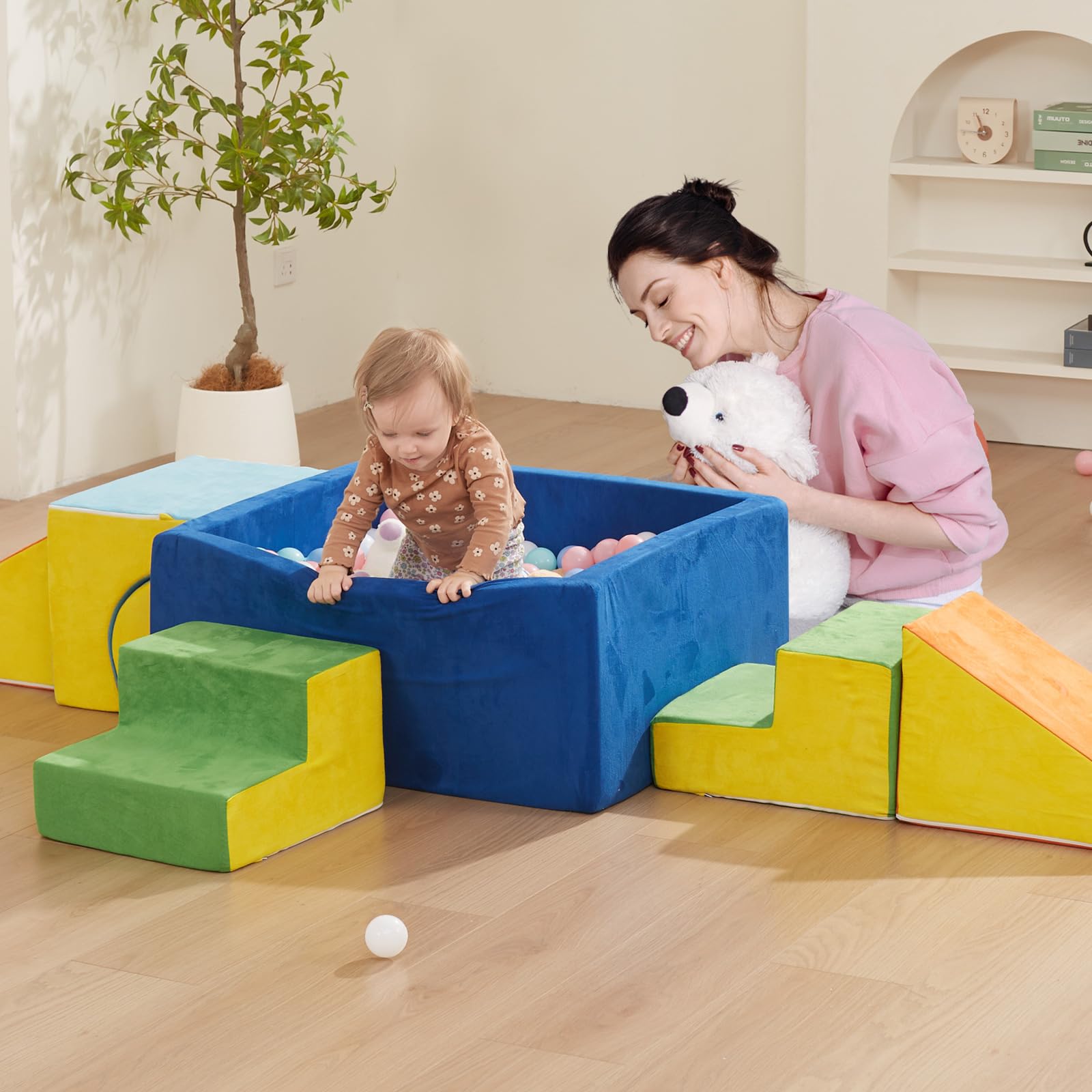 HAHASOLE velcro adhesive strips secure blocks on tile floors for stability