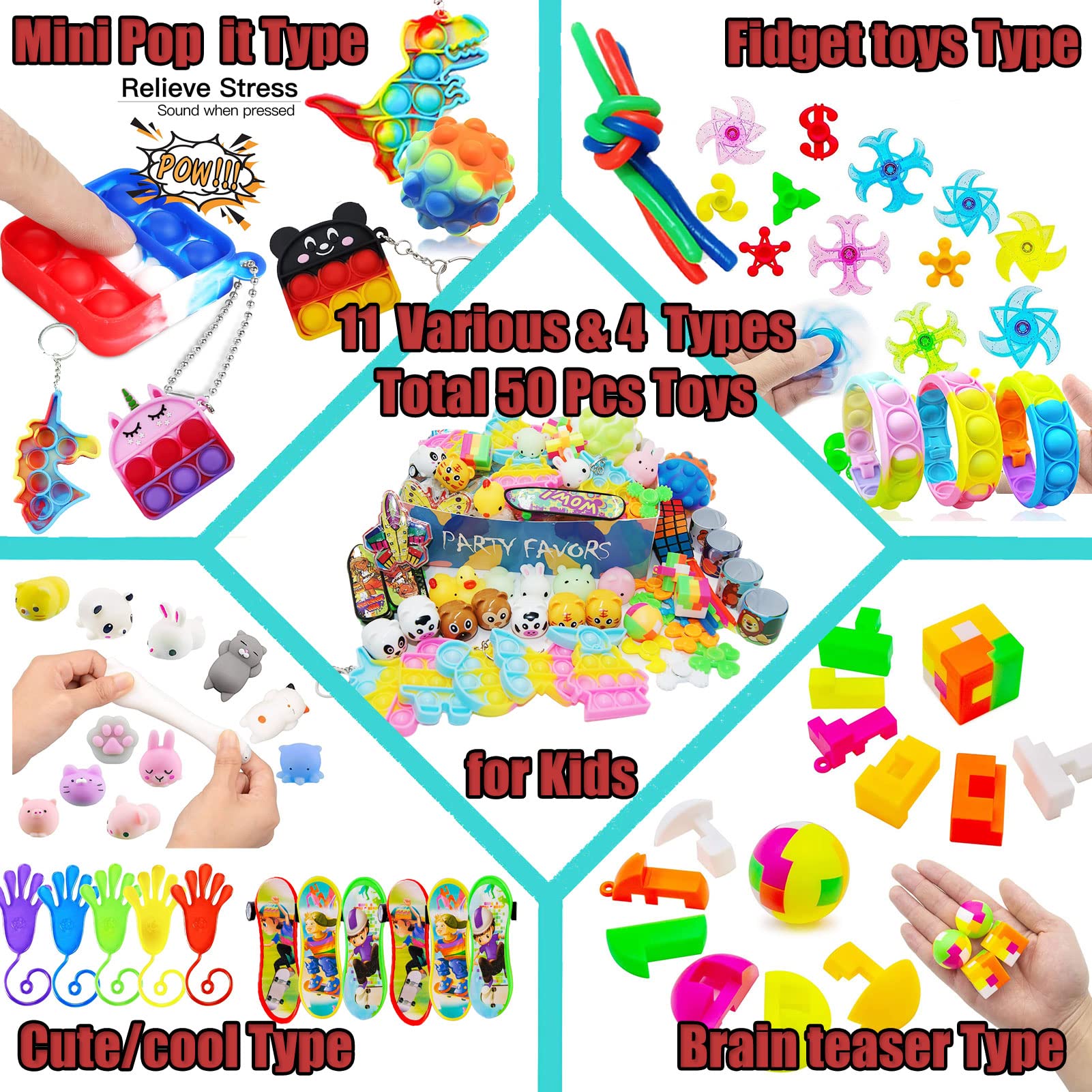 HAICORO pop-it fidget keychains collection for on-the-go play.