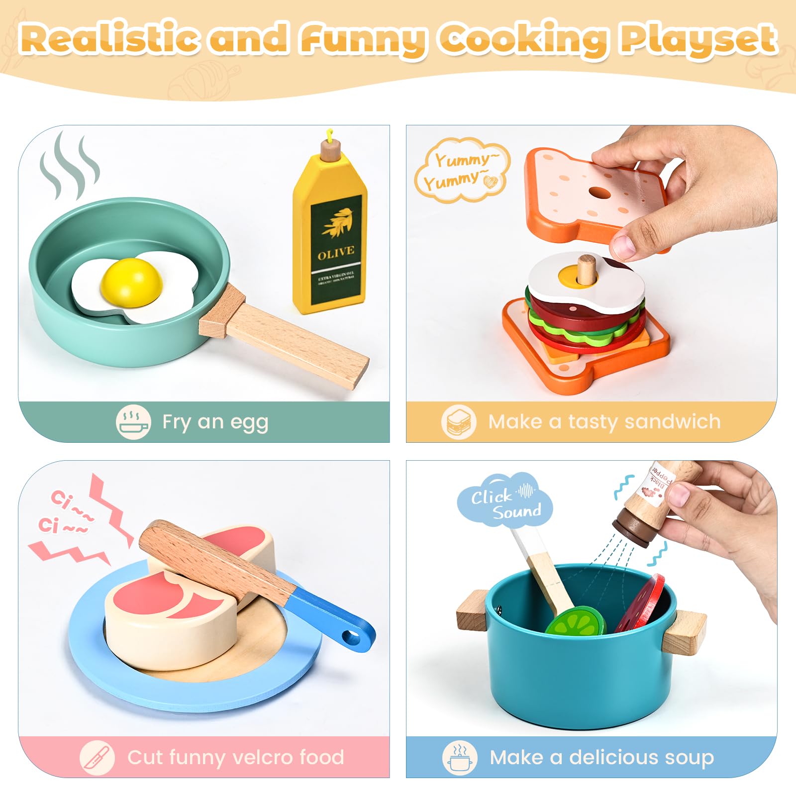 HAIMST olive oil bottle with pour string enhances realism in pretend cooking.