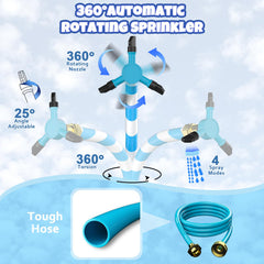 HaiSun 360-degree rotation sprinkler enables immersive water play around the mat