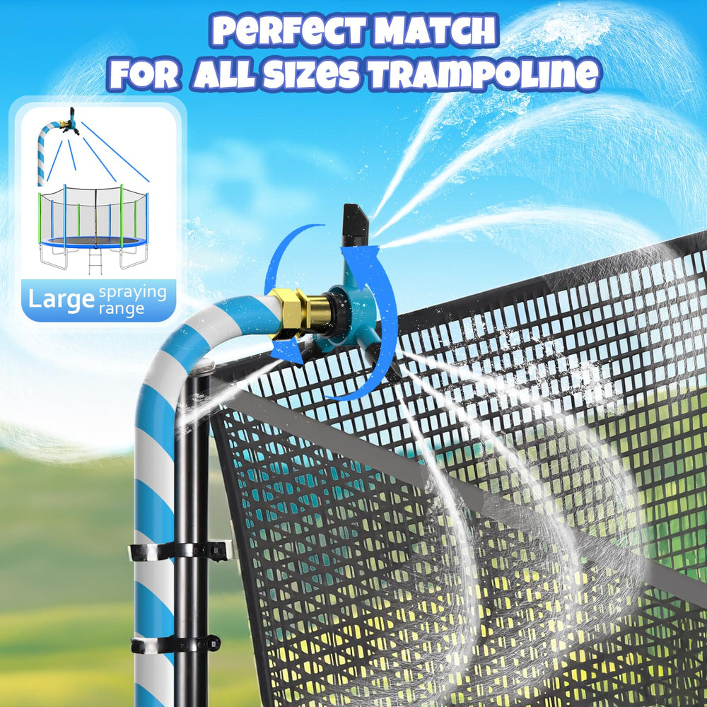 HaiSun sprinkler fits all trampoline sizes, adaptable to straight or curved poles