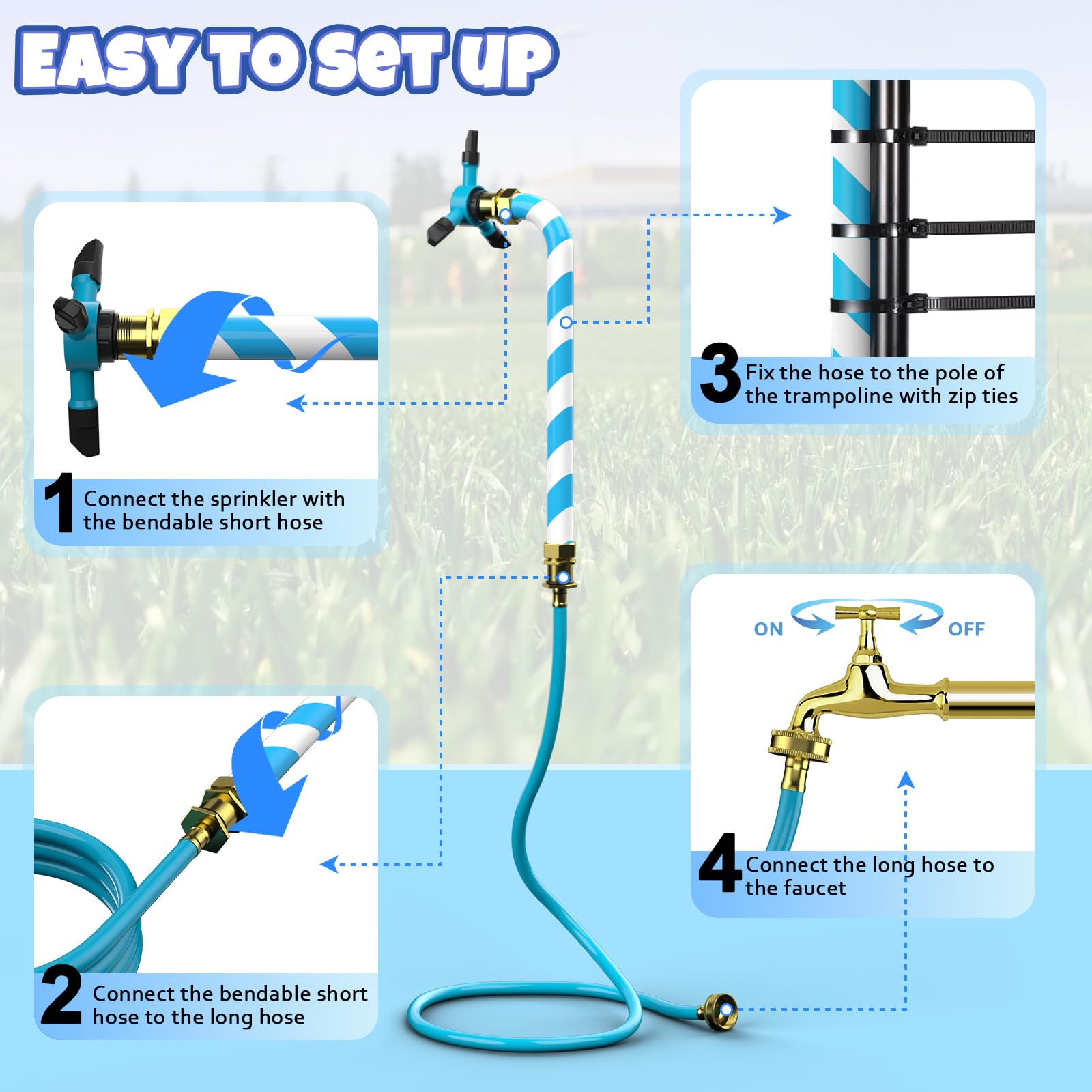 HaiSun sprinkler is versatile for lawns, slides, and cooling outdoor spaces