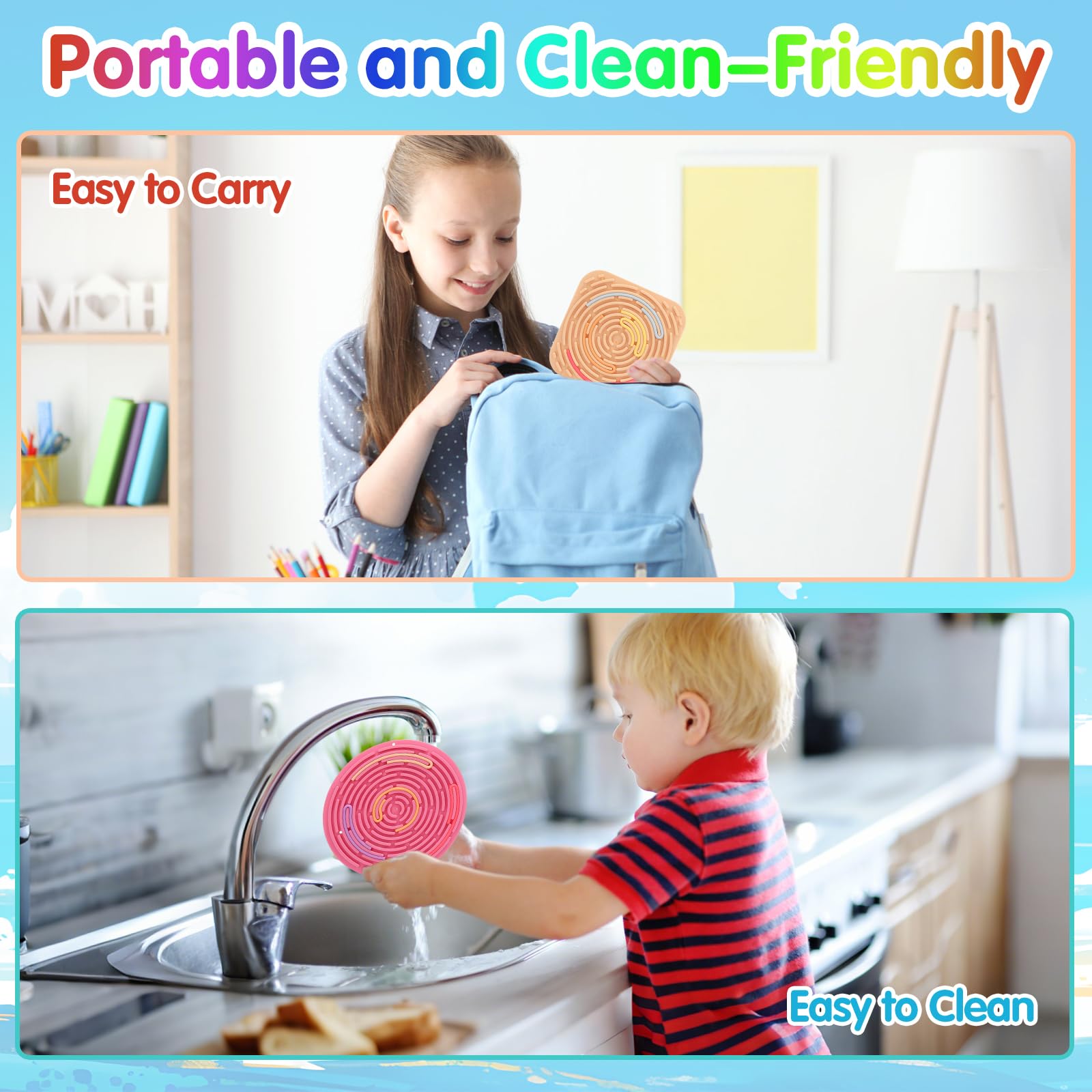 HAKINBOT sensory board easy-clean surface supports hygienic play on the go