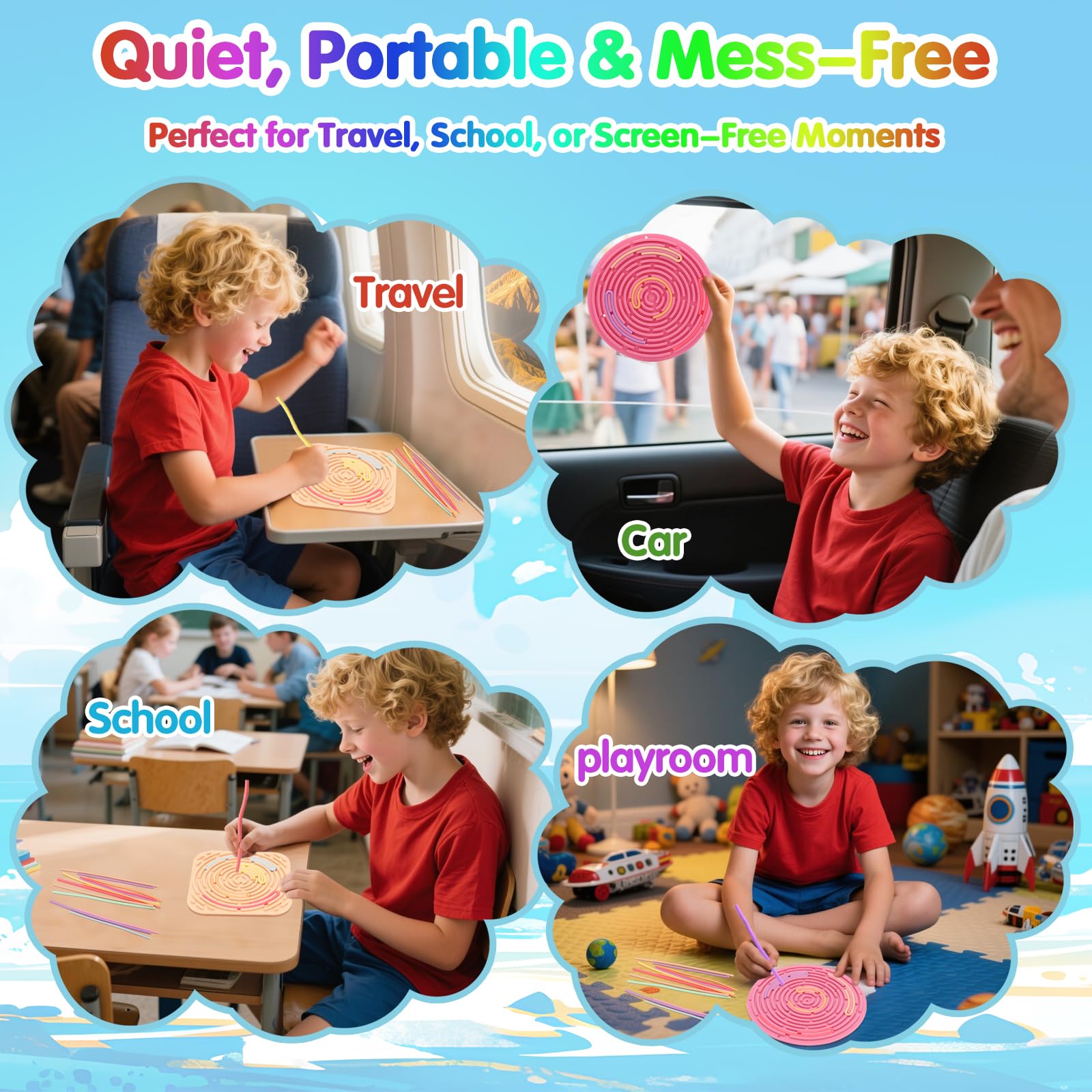 HAKINBOT sensory board portable for travel and quiet screen-free entertainment
