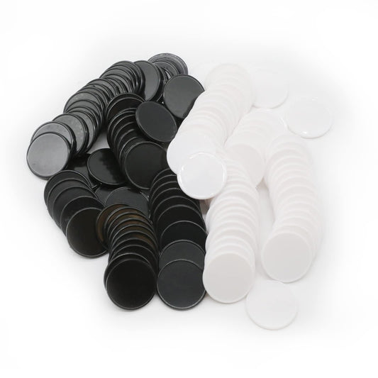 HAKITAROOM 100-count opaque learning counters in black and white with a storage box for easy counting
