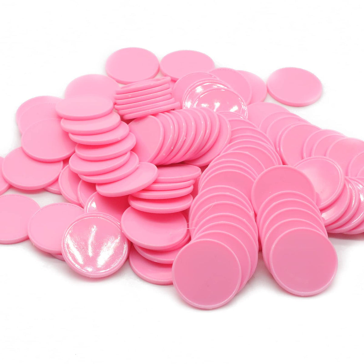 HAKITAROOM pink opaque learning counters ready for color sorting activities in storage box.