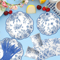 HAKOTI blue floral napkins provide coordinated decor and quick cleanup.