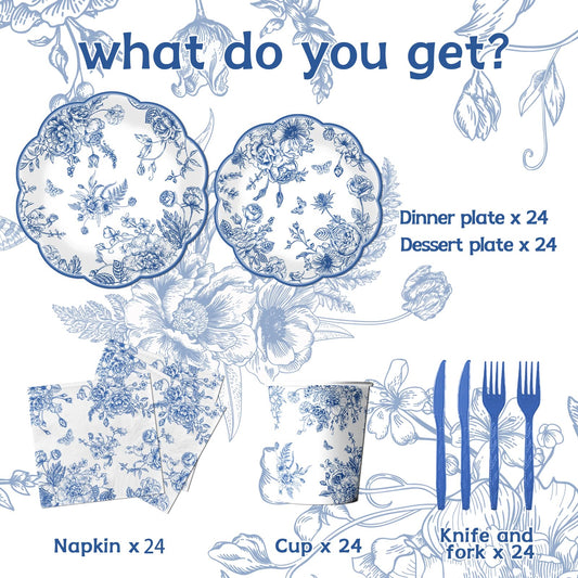 HAKOTI blue floral plates 7-inch add charm to tea parties.