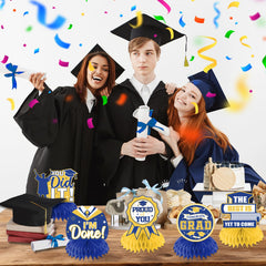 HAKOTI Blue and yellow graduation decor for memorable party photos.