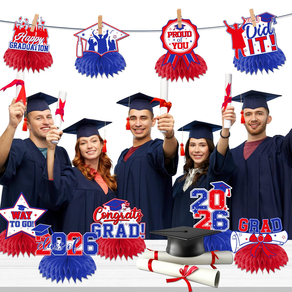 HAKOTI Honeycomb centerpieces provide bright, durable focal points for graduations.