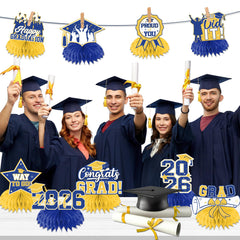 HAKOTI Class of 2026 cap and diploma centerpiece for festive tables.