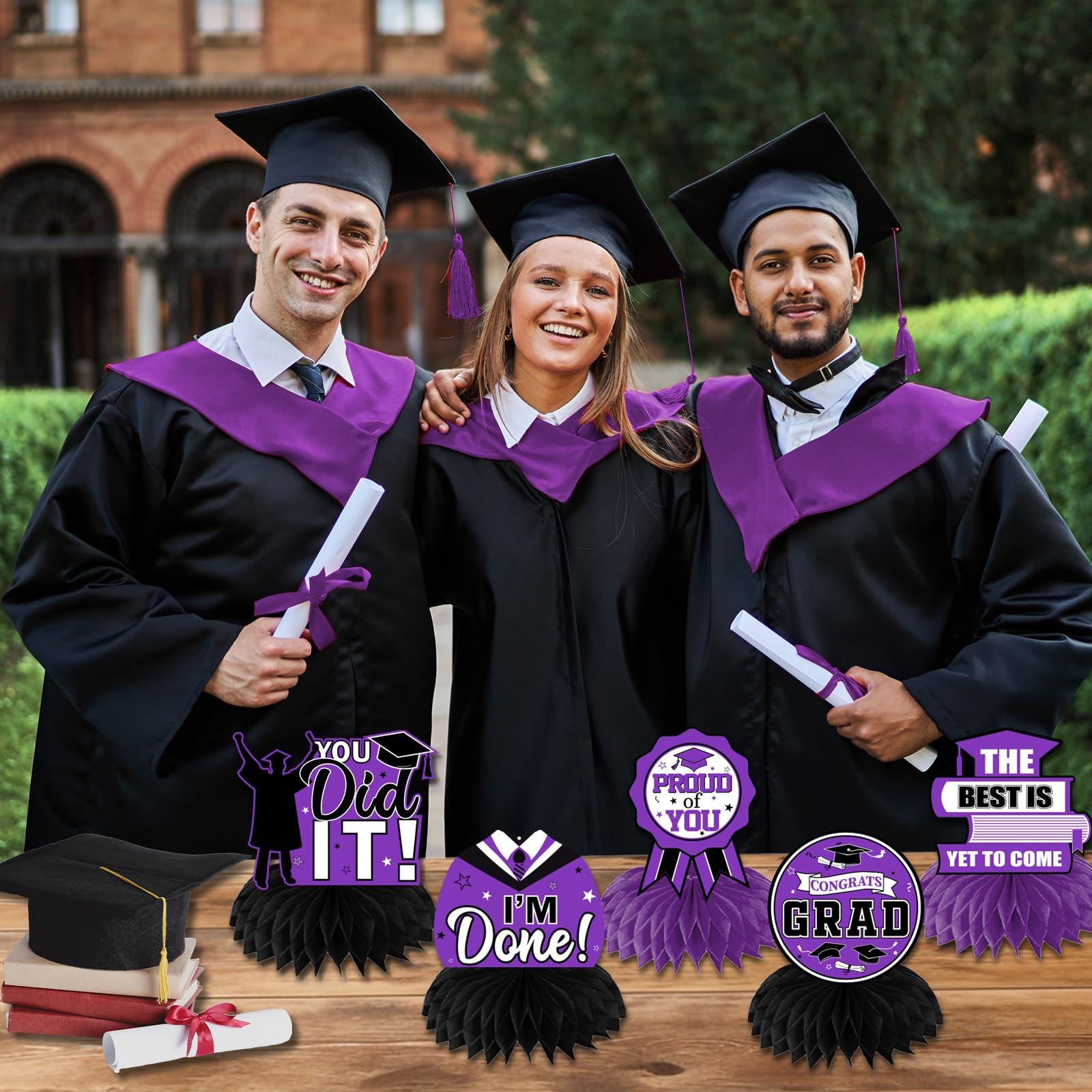 HAKOTI Class of 2026 honeycomb centerpiece highlights a celebratory table display
