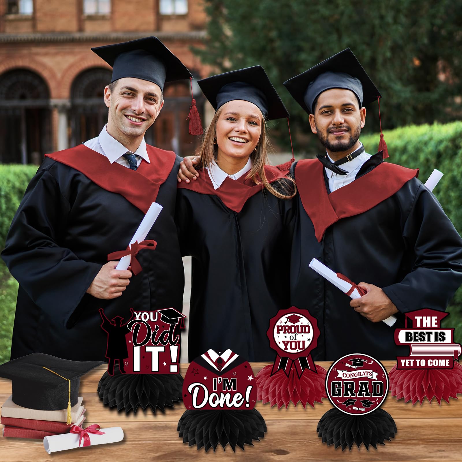 HAKOTI double-sided cardstock centerpieces are durable and water-resistant.