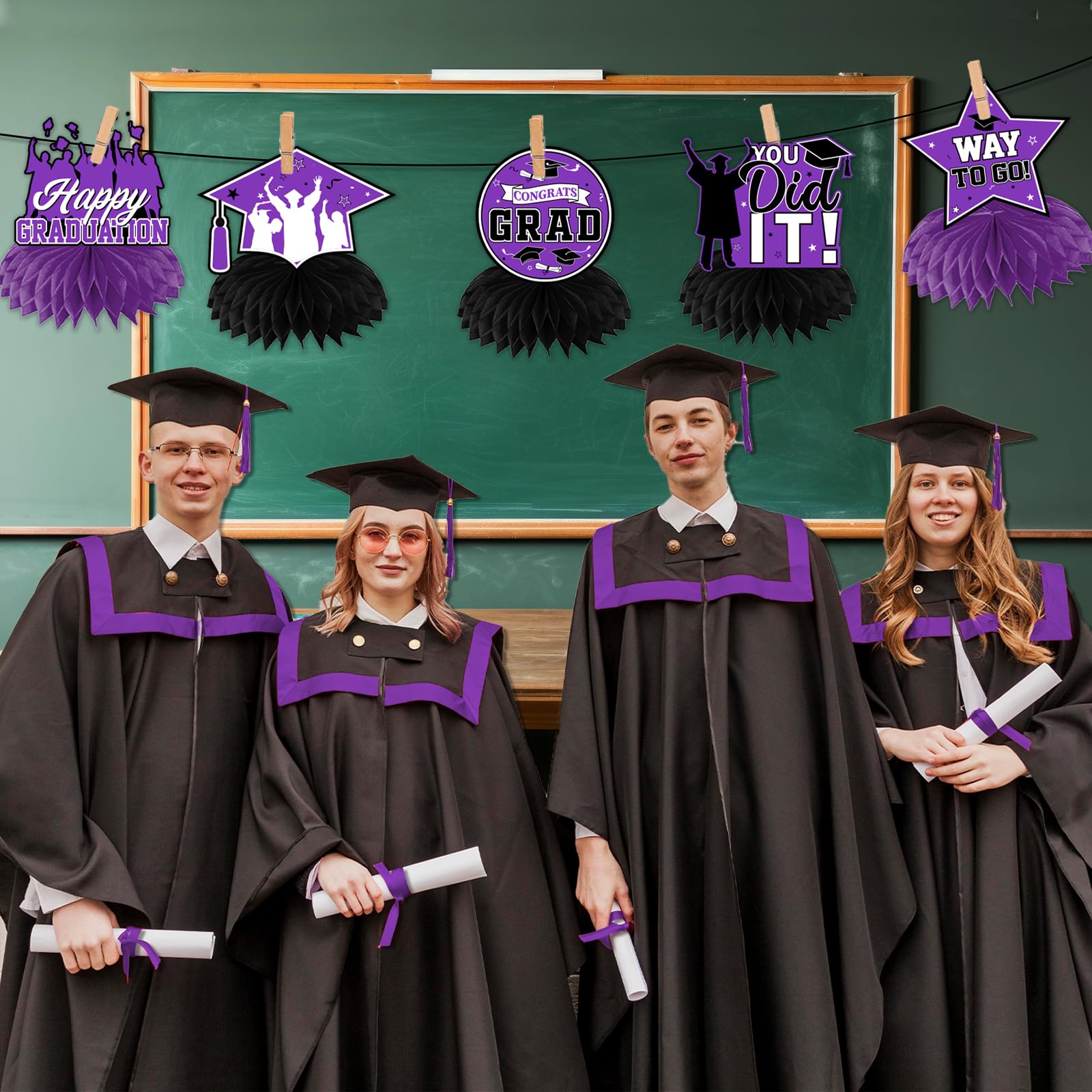 HAKOTI purple graduation table decor creates a festive ambiance at celebrations