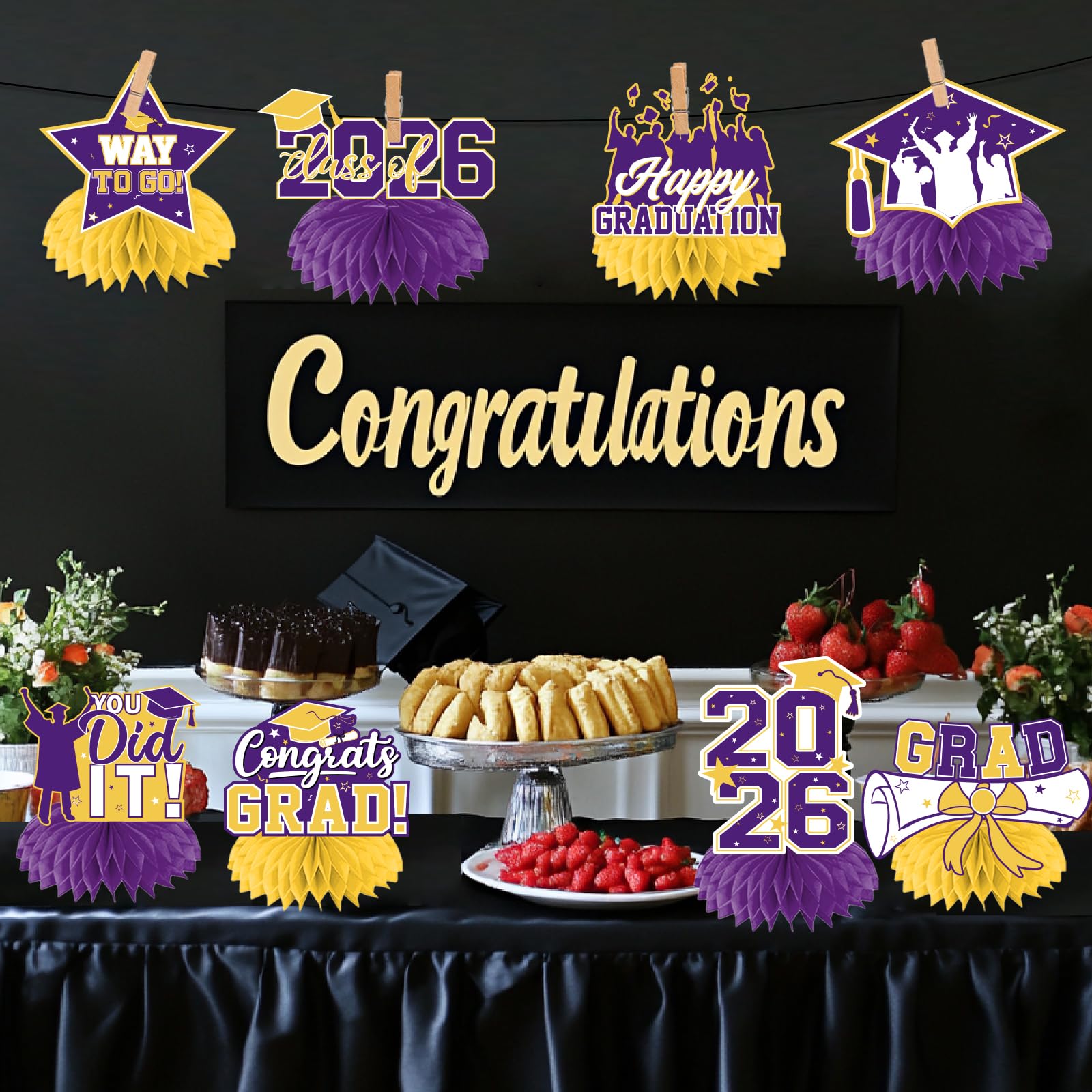HAKOTI purple and yellow centerpiece with stars elevates party visuals