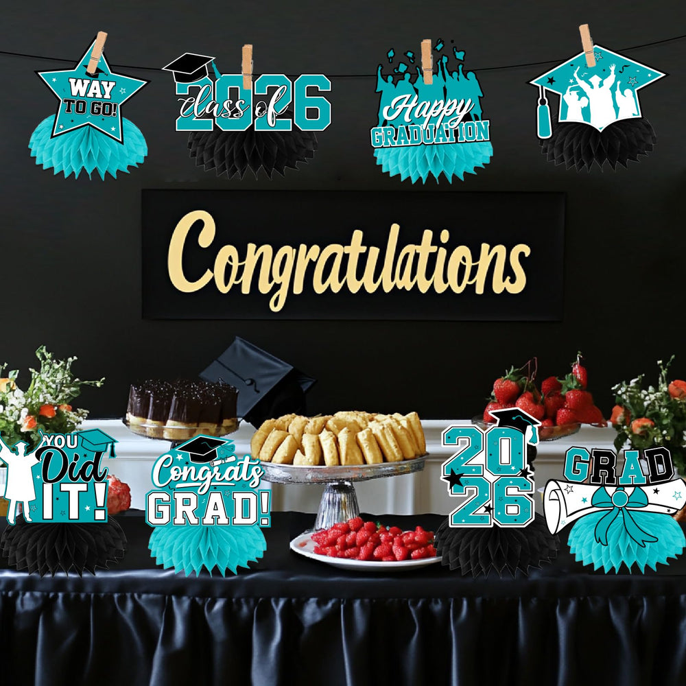 HAKOTI teal graduation decorations create photo-worthy moments and festive ambience.
