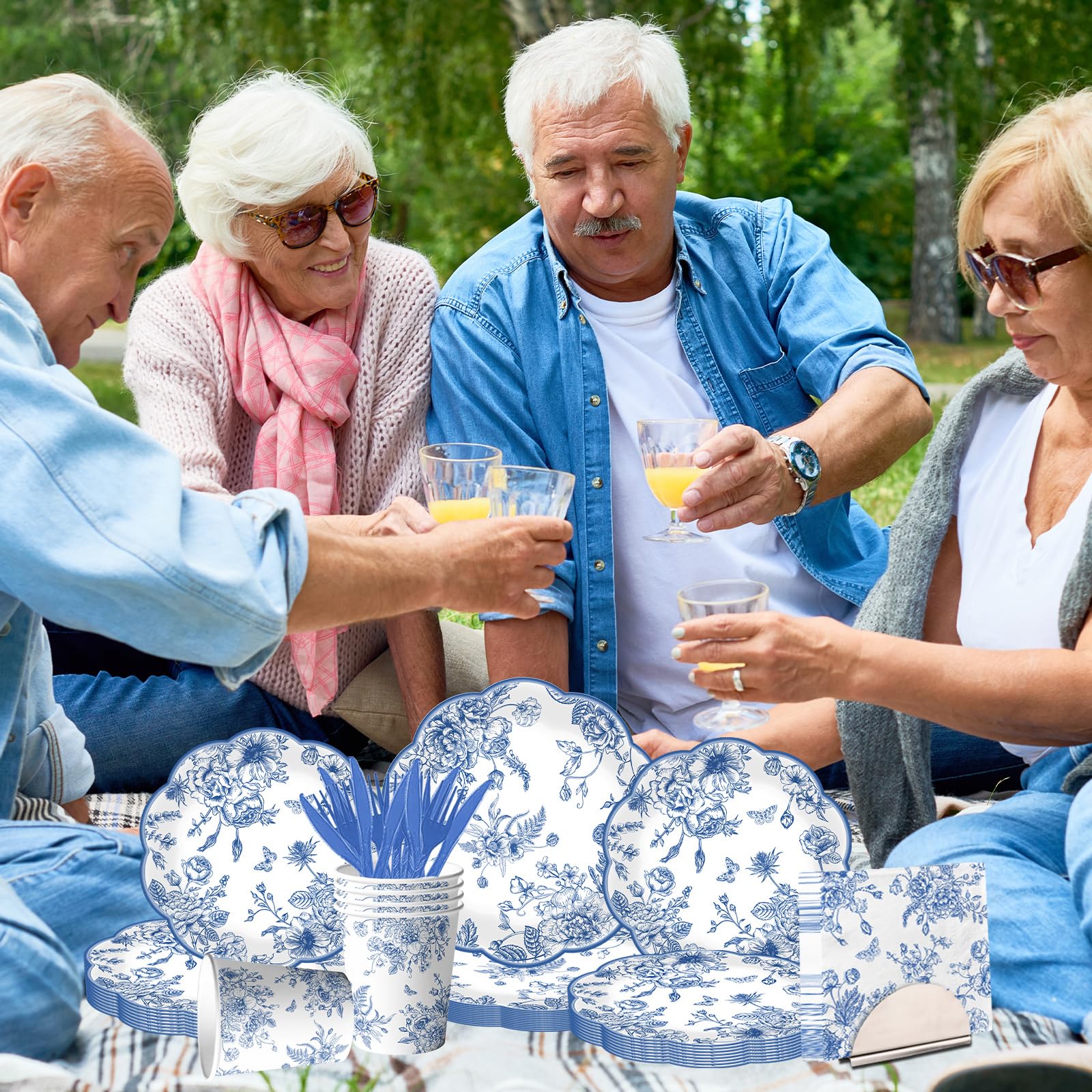 HAKOTI vintage blue floral tableware enhances celebrations with cohesive styling.