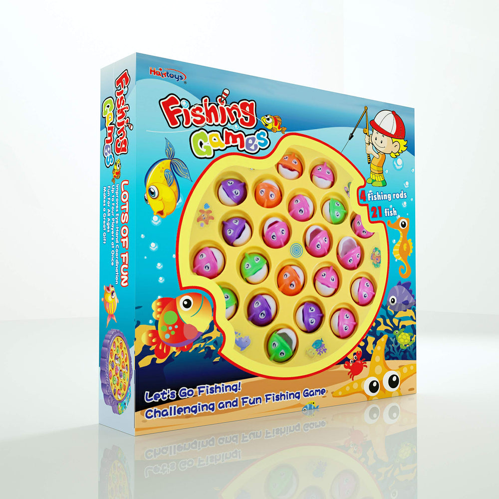 Haktoys Fishing Game ages 2+ suitable for toddlers' early motor skill play.