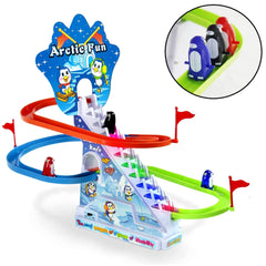 Haktoys Arctic Fun penguin slide set colorful penguins promoting color learning