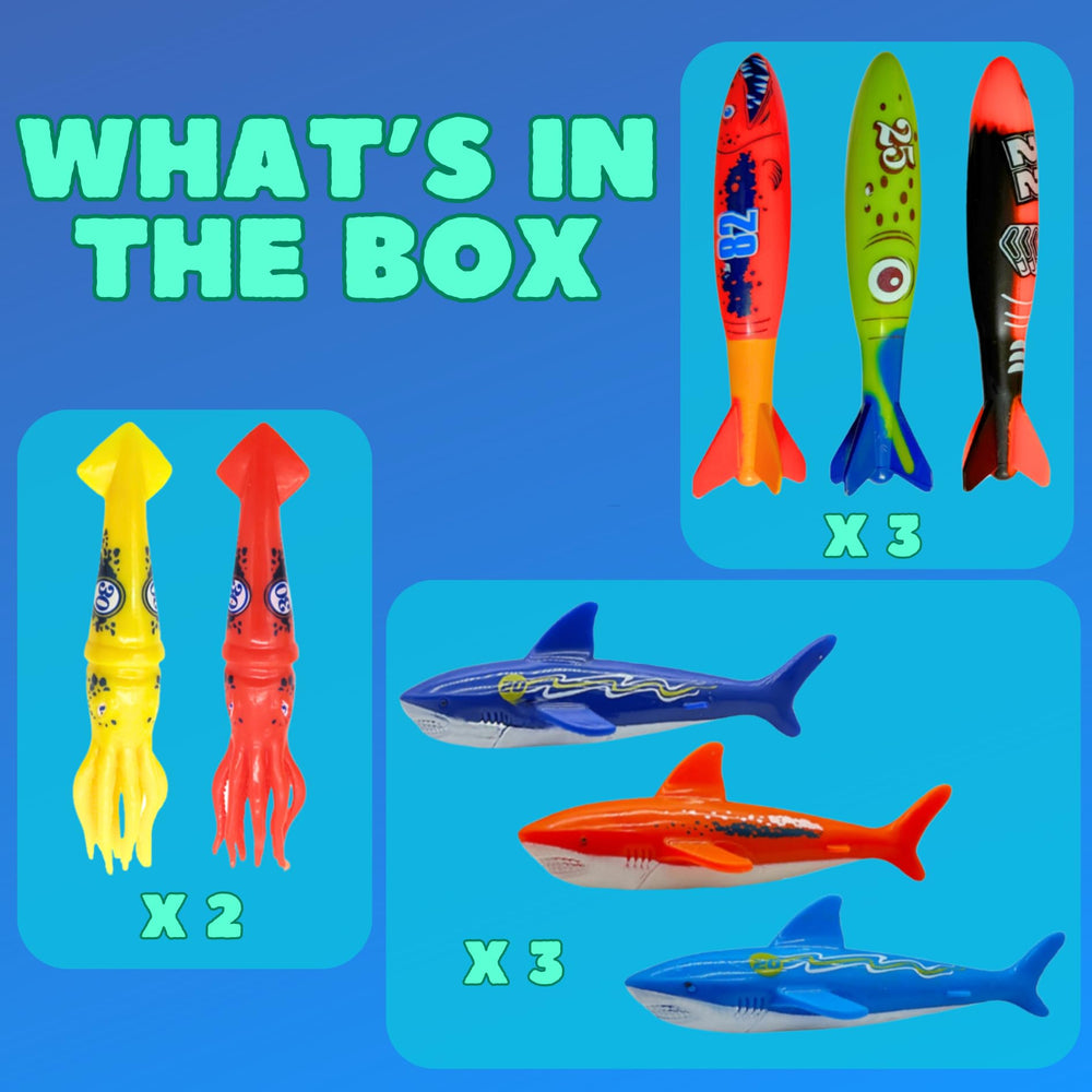 Haktoys pool diving torpedo set shark toy helps kids practice underwater play safely.