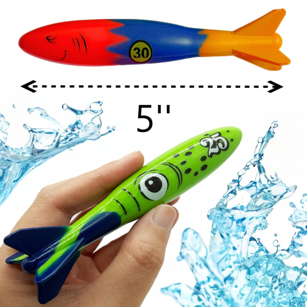 Haktoys pool diving torpedo set squid toy adds colorful splash to pool adventures.