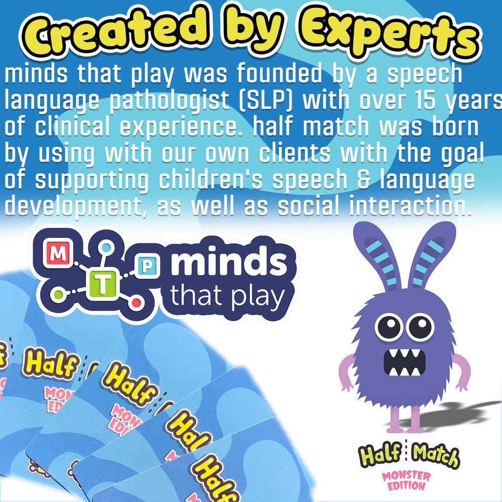 Back-to-school display featuring Half Match Monster Edition for classroom-style learning.