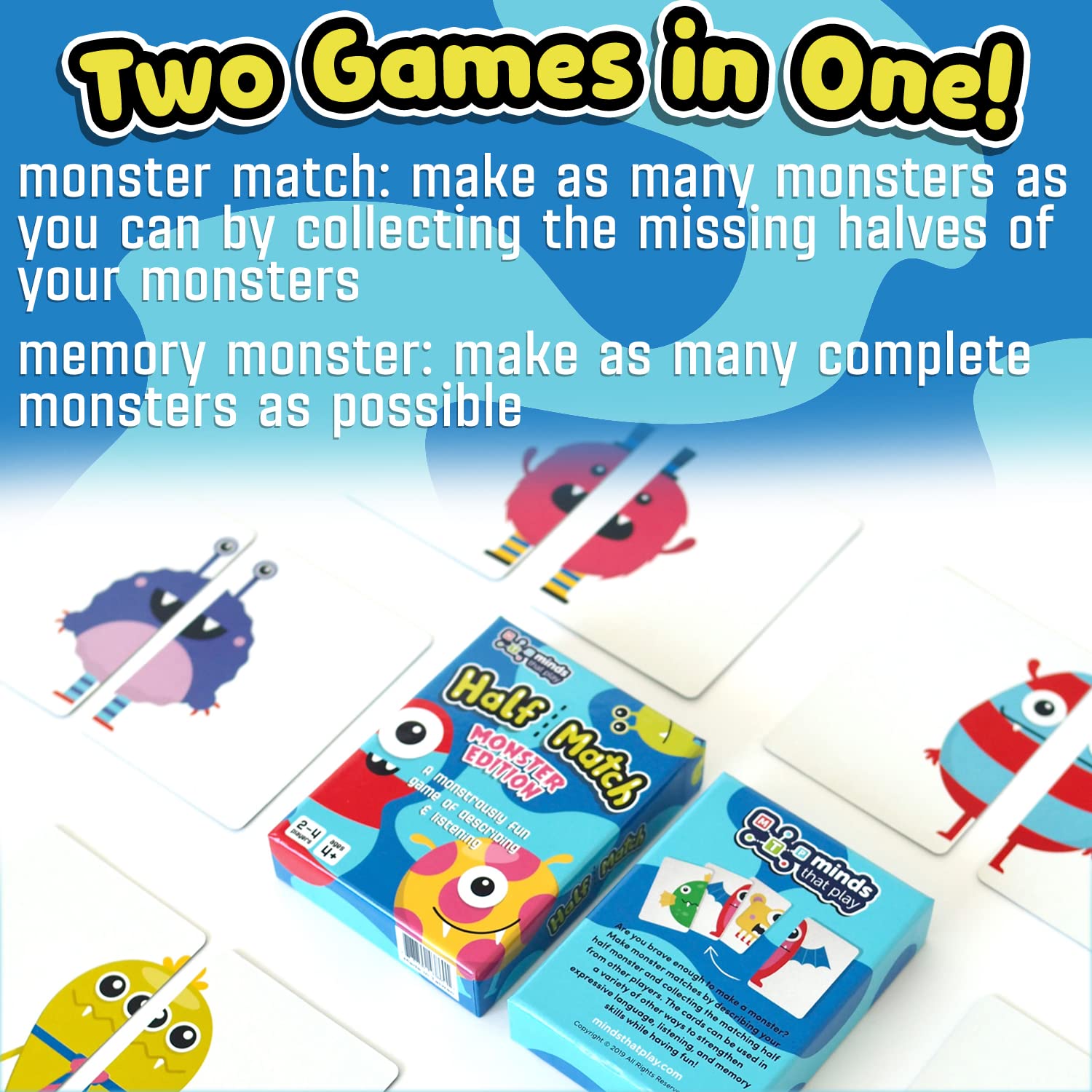 Kids playing Half Match Monster Edition to boost turn-taking and cooperation.