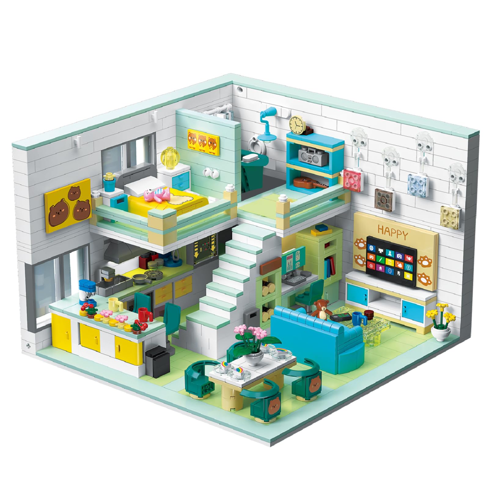Hallisun Friends House Building Block Set living room scene for imaginative play and display