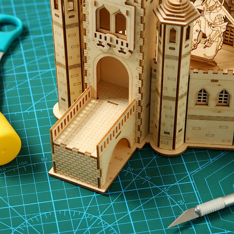Hallisun completed castle house model displayed on a shelf