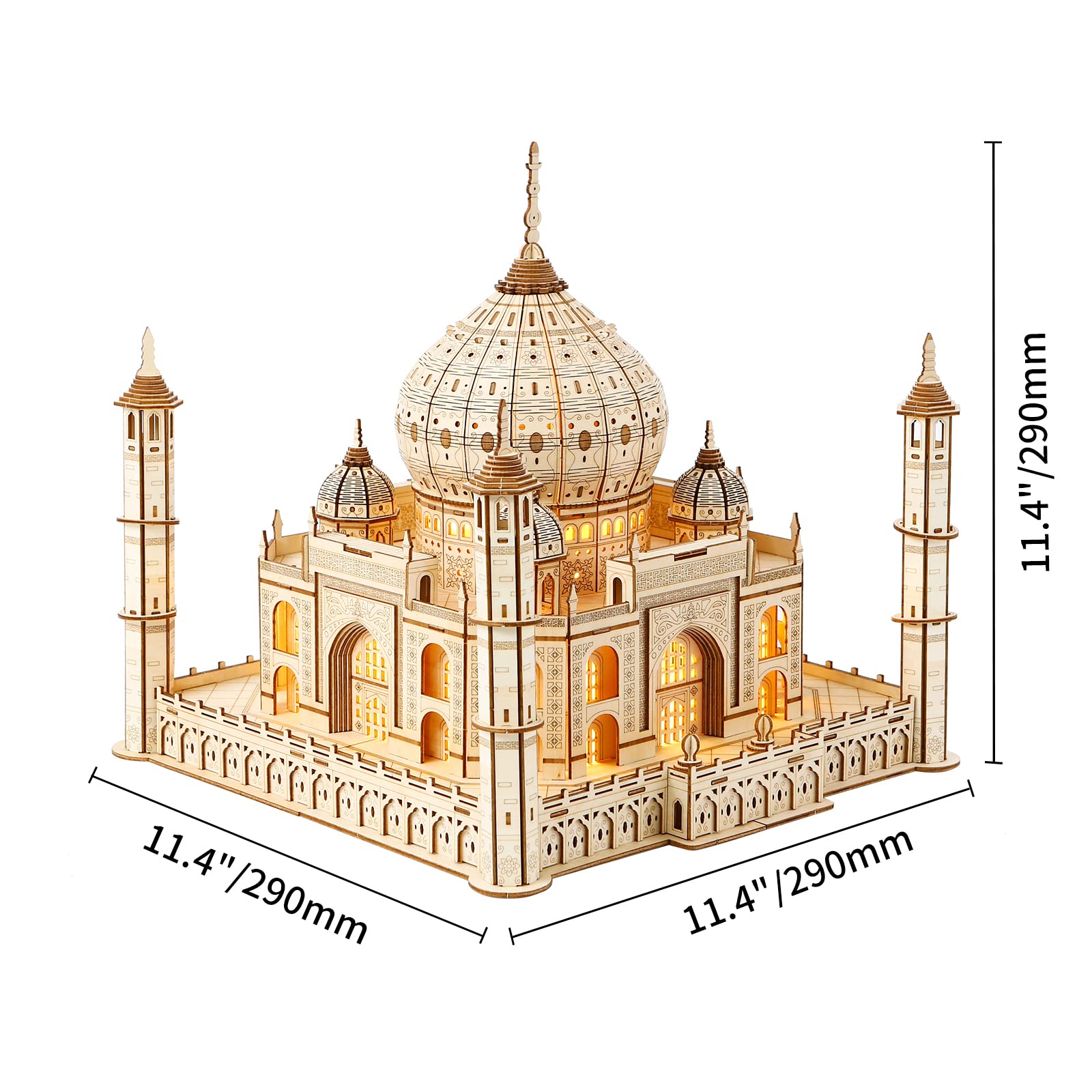 Hallisun Taj Mahal puzzle LED light adds a warm glow to your display.