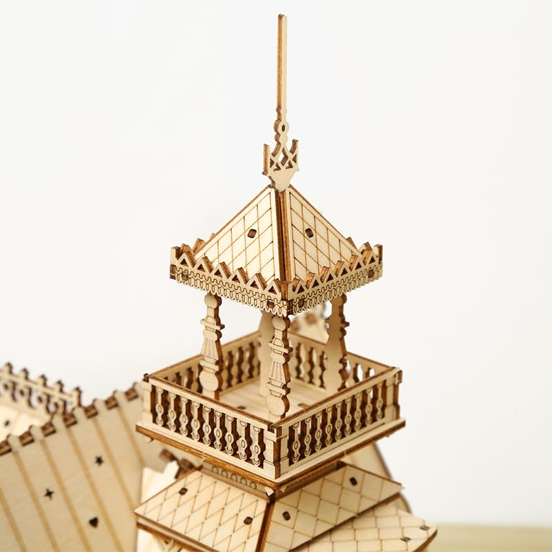 Hallisun top-floor gazebo view emphasizes the sense of space during assembly.