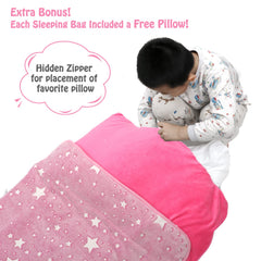 Hallo Bunny machine-washable sleeping bag simplifies cleanup after busy days.