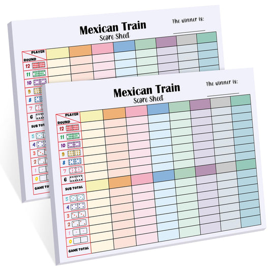 Halloscume 2Pack score pads for Mexican Train with 120 sheets, ideal for long family game nights