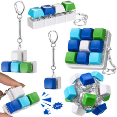 Halloscume five-pack keyboard fidget in blue-green style 1 for desk stress relief.