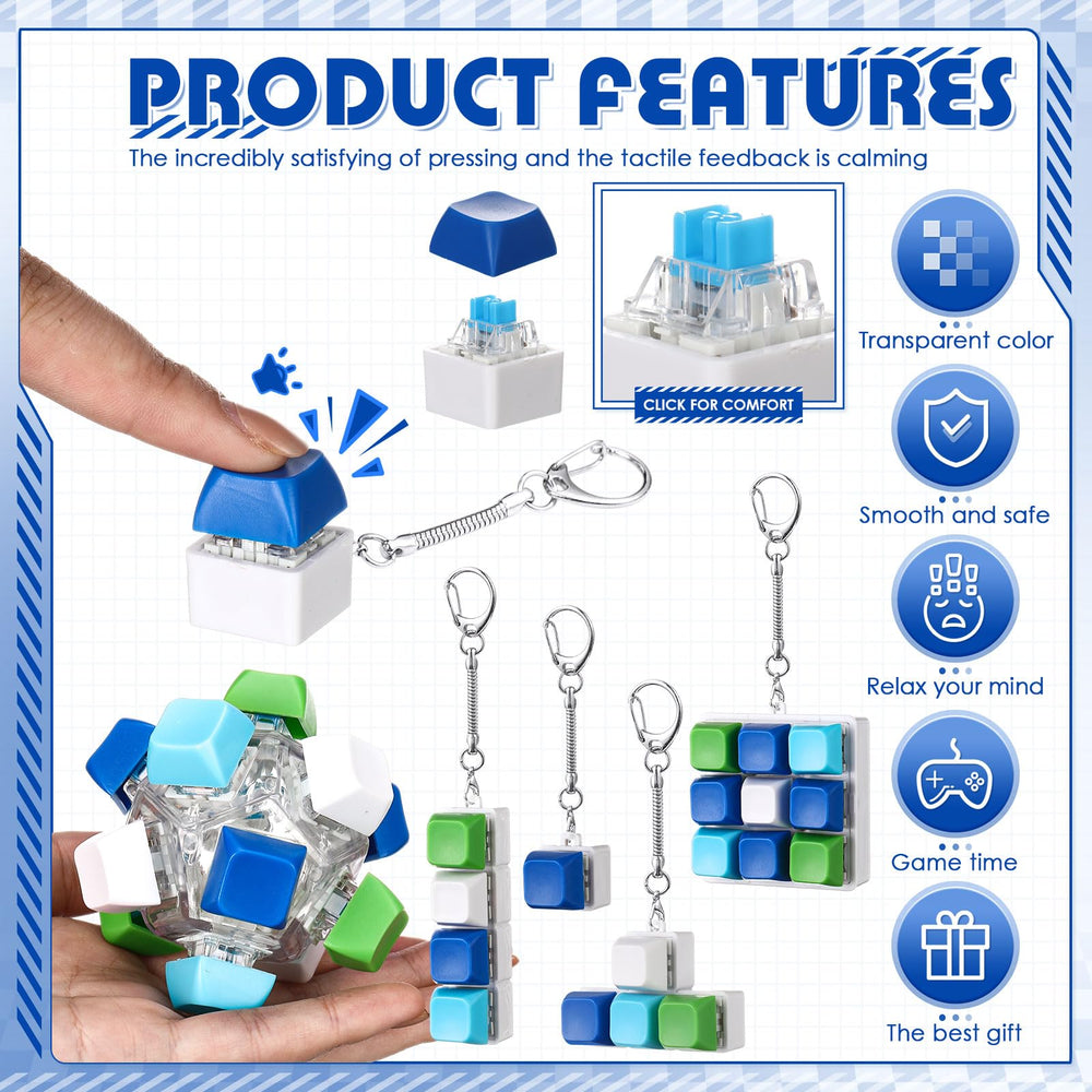 Halloscume keyboard fidget blue-green style 3 with detachable keys for customization.