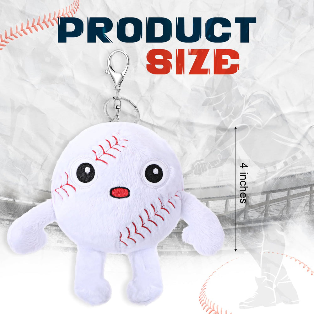 Halloscume baseball plush keychain face close up, cute backpack motif