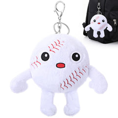 Halloscume baseball plush keychain front view, soft and durable for daily use