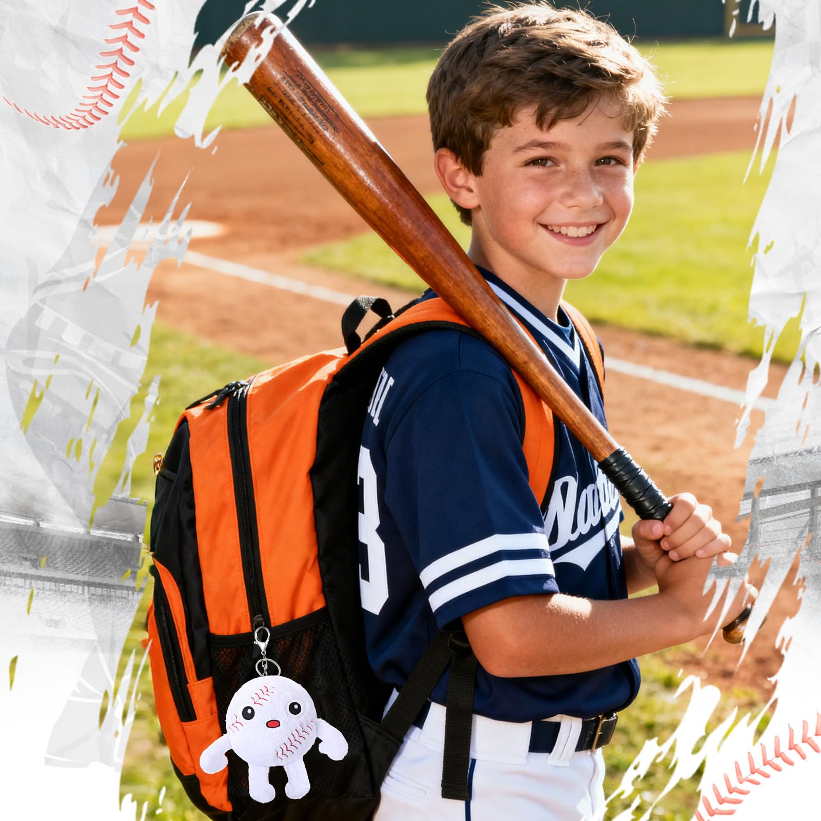 Halloscume baseball plush keychain packaging display ready to gift