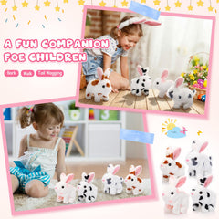 Halloscume bunny toy emits sounds and wags its tail for interactive fun.