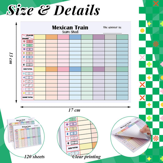 Halloscume chicken foot dominoes scorepad cover with bright color blocks for clarity.