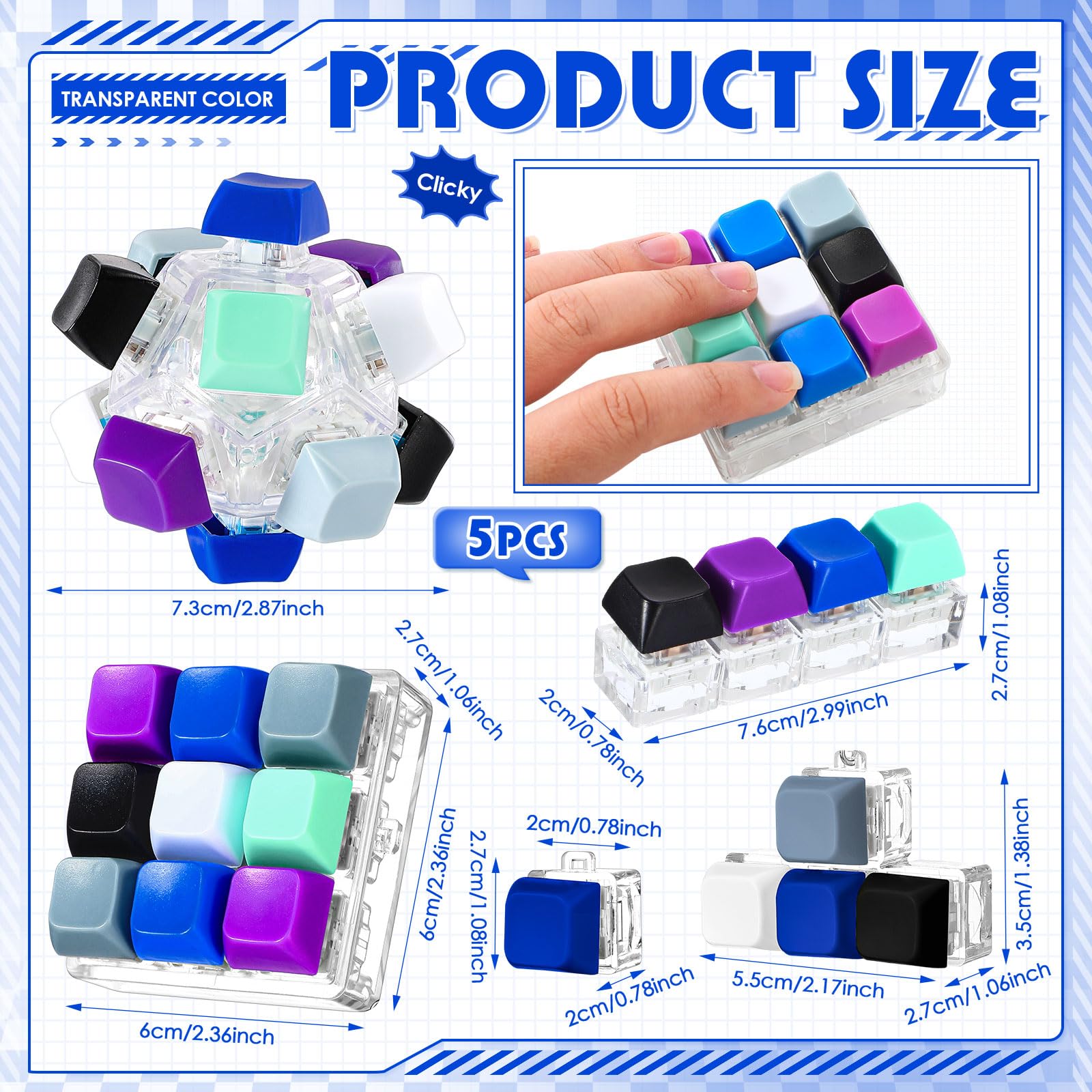 Halloscume dark colors keyboard fidget keychain ready for on-the-go