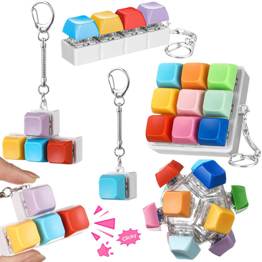 Halloscume keyboard fidget clicker set in candy colors, front view for tactile focus