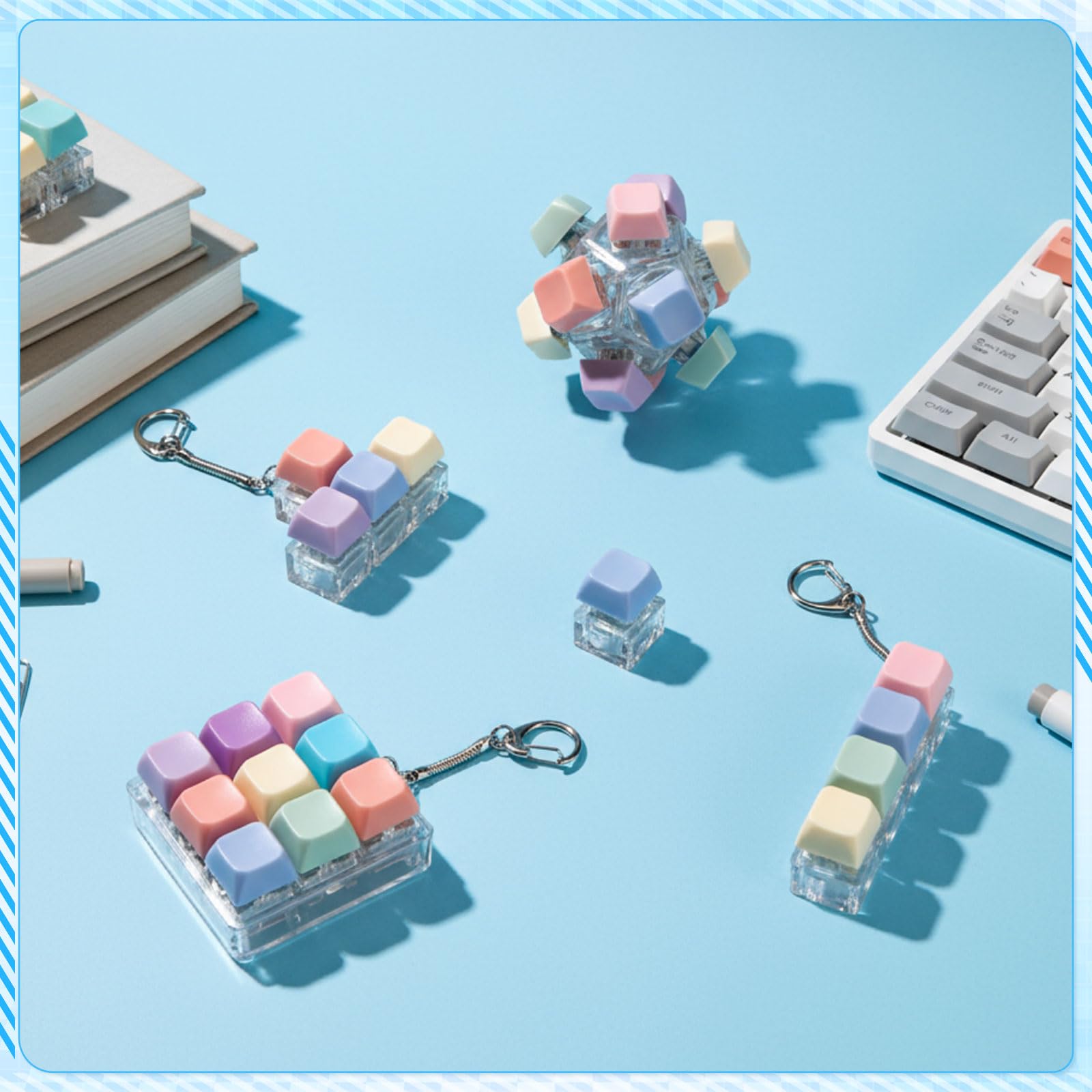 Halloscume keyboard fidget style4 pastel colorful accessory for study or work